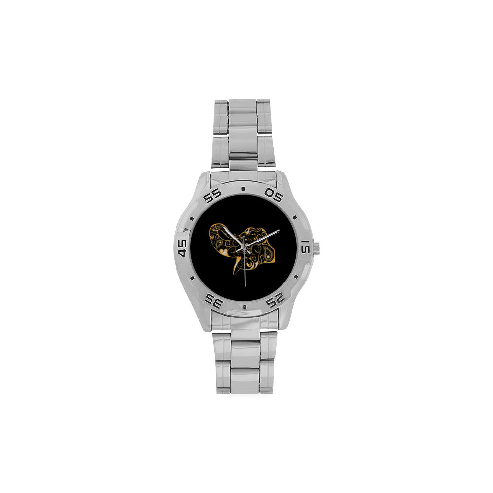 Wonderful gold, black elephant Men's Stainless Steel Analog Watch(Model 108)