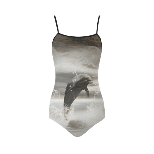 Dolphin with water heart Strap Swimsuit ( Model S05)