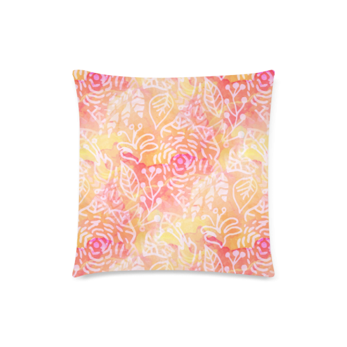 Sunny Floral Watercolor Custom Zippered Pillow Case 18"x18"(Twin Sides)