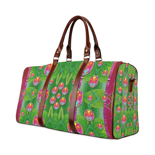 Orchid Forest Filled of big flowers and chevron Waterproof Travel Bag/Small (Model 1639)