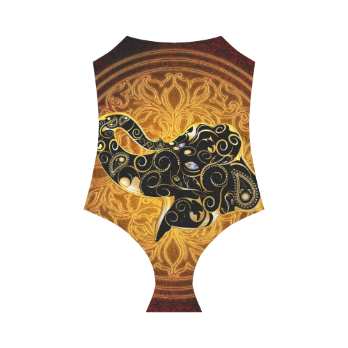 Gold, black elephant Strap Swimsuit ( Model S05)