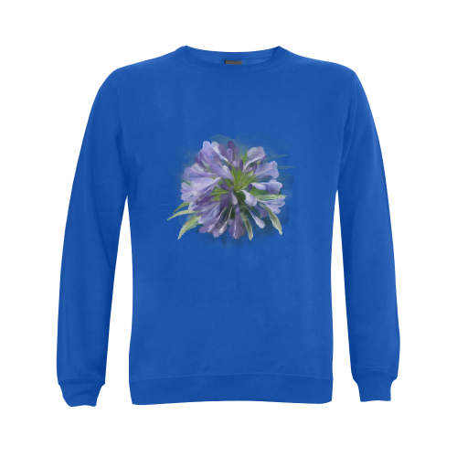 Purple Flower Gildan Crewneck Sweatshirt(NEW) (Model H01)