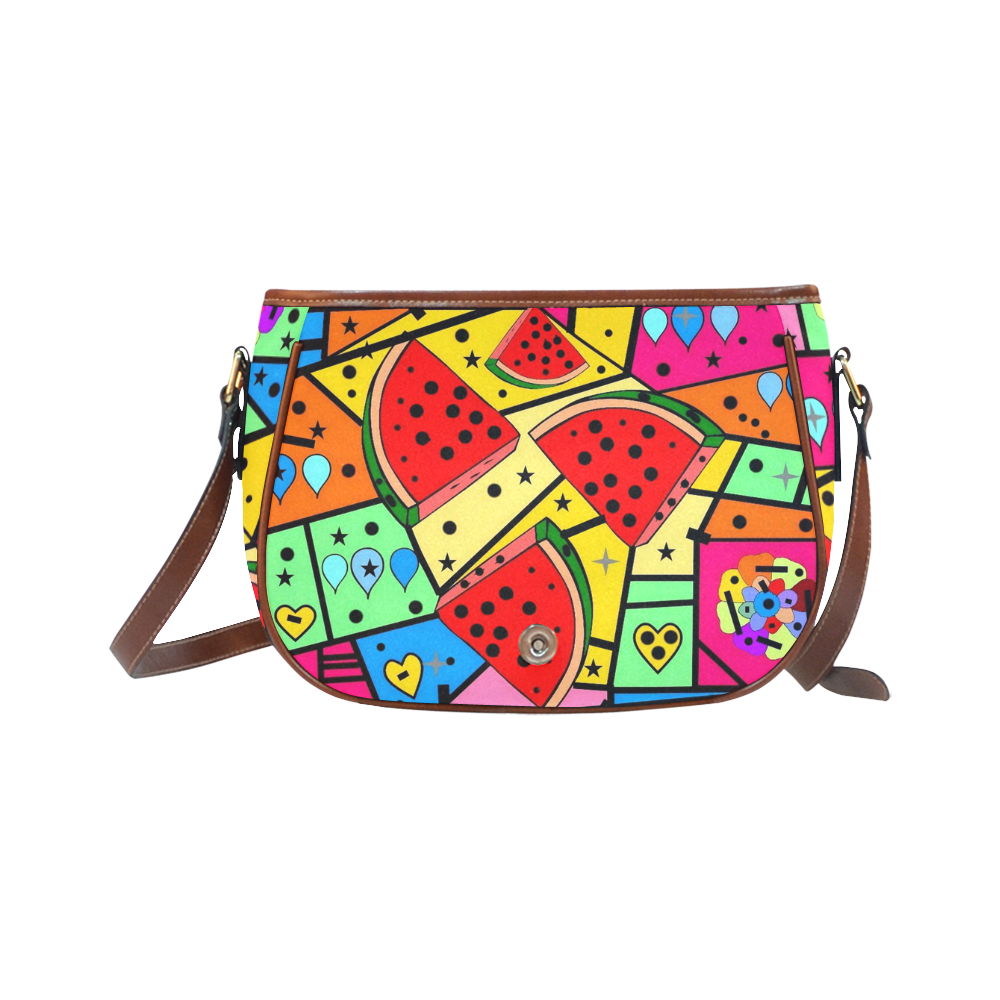 Watermelone Popart by Nico Bielow Saddle Bag/Large (Model 1649)