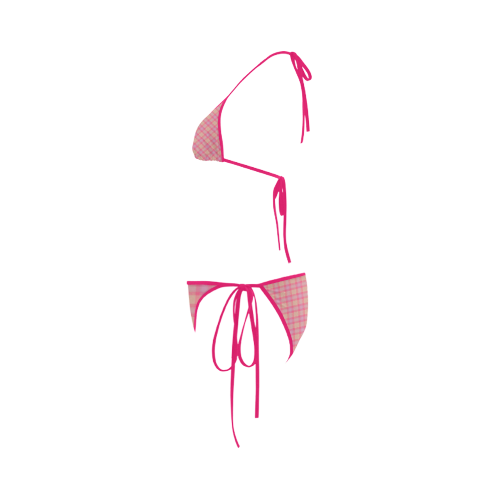 Pink Purple Plaid Custom Bikini Swimsuit
