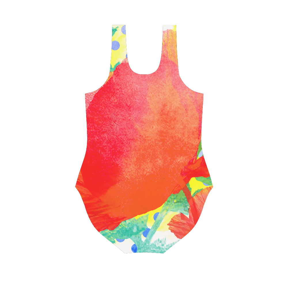 Poppy and Dots Vest One Piece Swimsuit (Model S04)