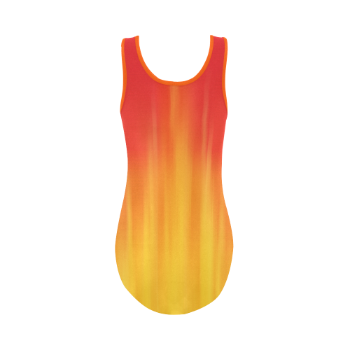 Flames red to orange gradient VAS2 Vest One Piece Swimsuit (Model S04)