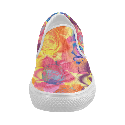 Roses Women's Slip-on Canvas Shoes (Model 019)
