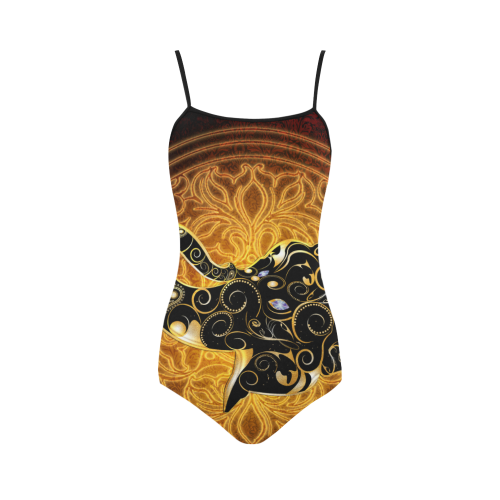 Gold, black elephant Strap Swimsuit ( Model S05)