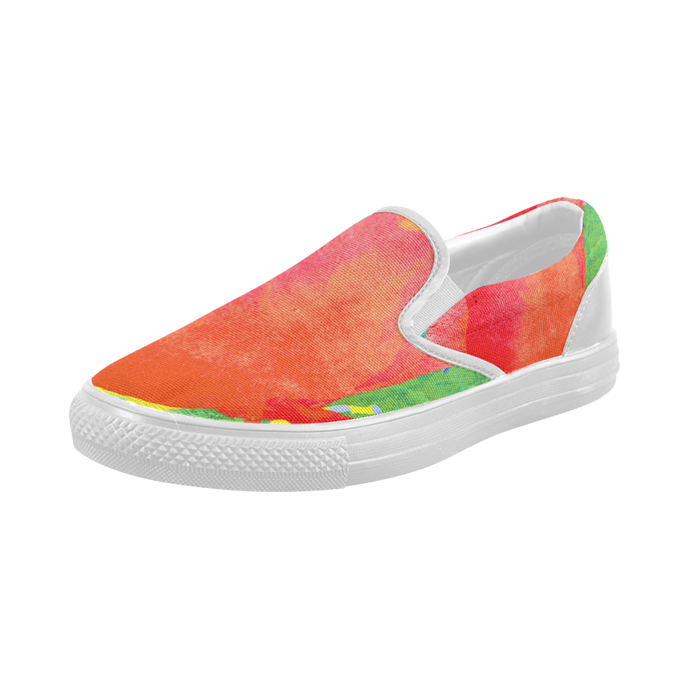 Poppy and Dots Women's Slip-on Canvas Shoes (Model 019)