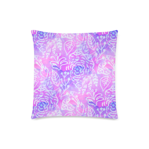 Lavender Floral Watercolor Custom Zippered Pillow Case 18"x18"(Twin Sides)