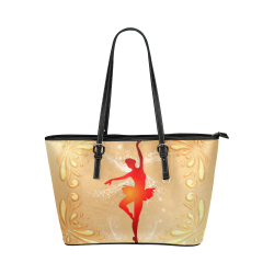 Beautiful ballerina Leather Tote Bag/Small (Model 1651)