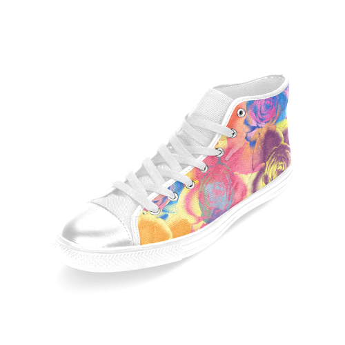 Roses Women's Classic High Top Canvas Shoes (Model 017)
