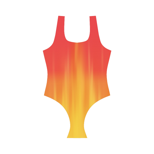 Flames red to orange gradient VAS2 Vest One Piece Swimsuit (Model S04)