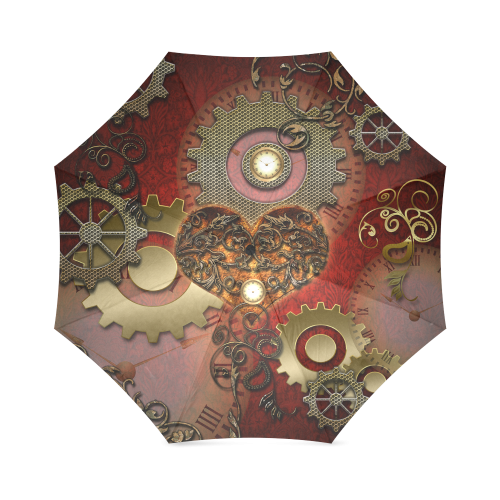 Steampunk, awesome glowing hearts Foldable Umbrella (Model U01)