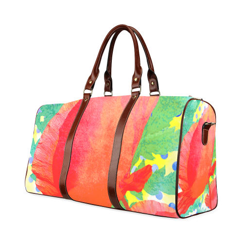 Poppy and Dots Waterproof Travel Bag/Large (Model 1639)