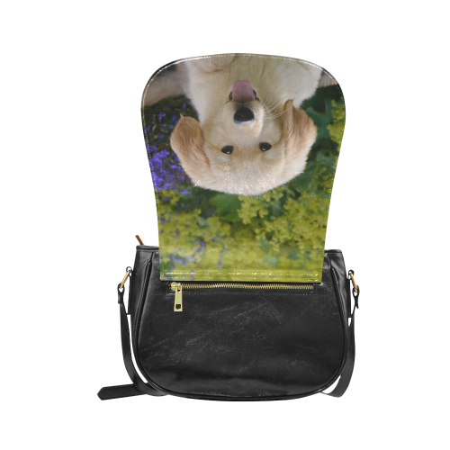 Cute Young Golden Retriever Dog Goldie Puppy Portrait Photo Classic Saddle Bag/Small (Model 1648)
