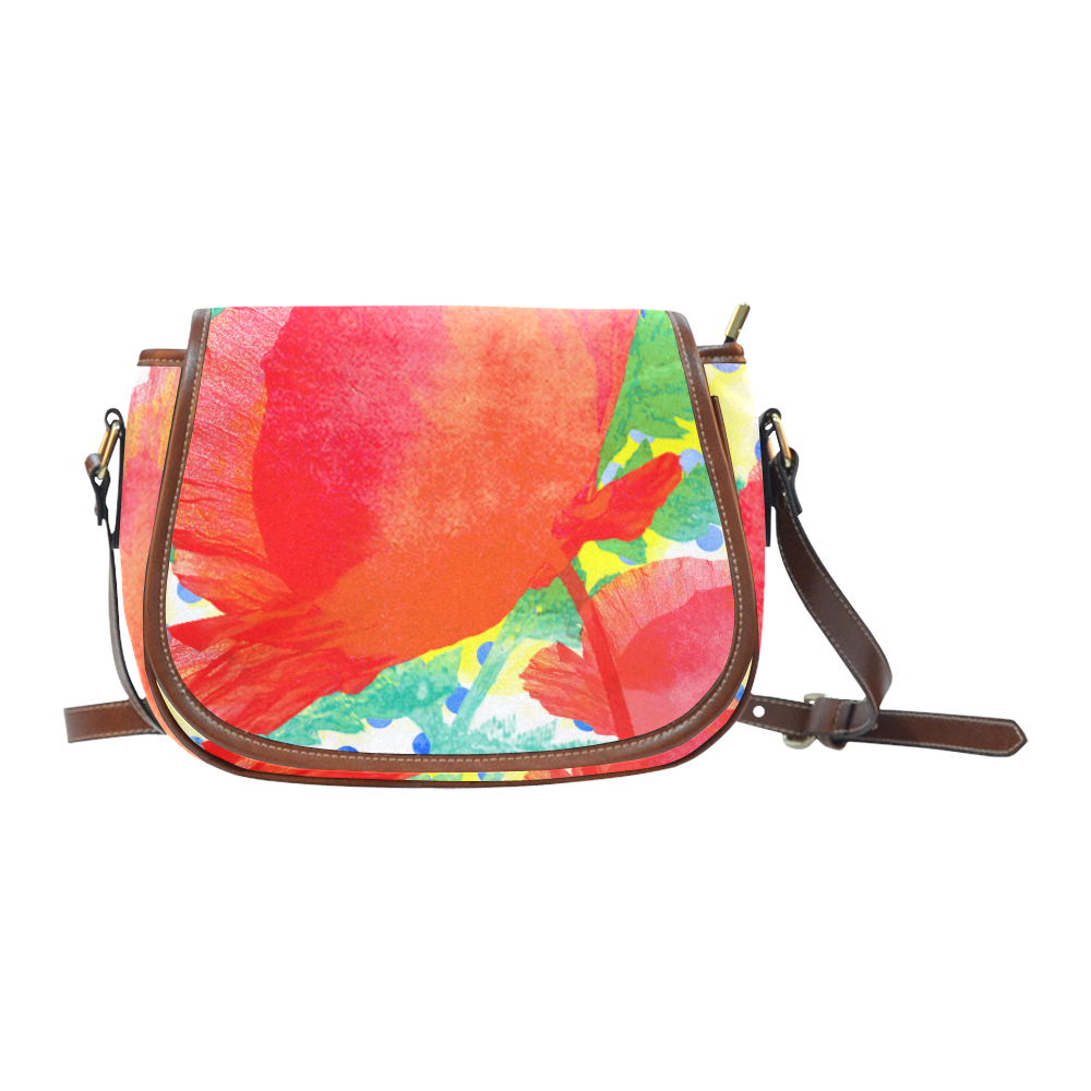 Poppy and Dots Saddle Bag/Small (Model 1649) Full Customization