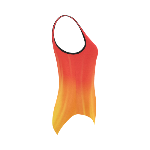 Flames red to orange gradient ii VAS2 Vest One Piece Swimsuit (Model S04)