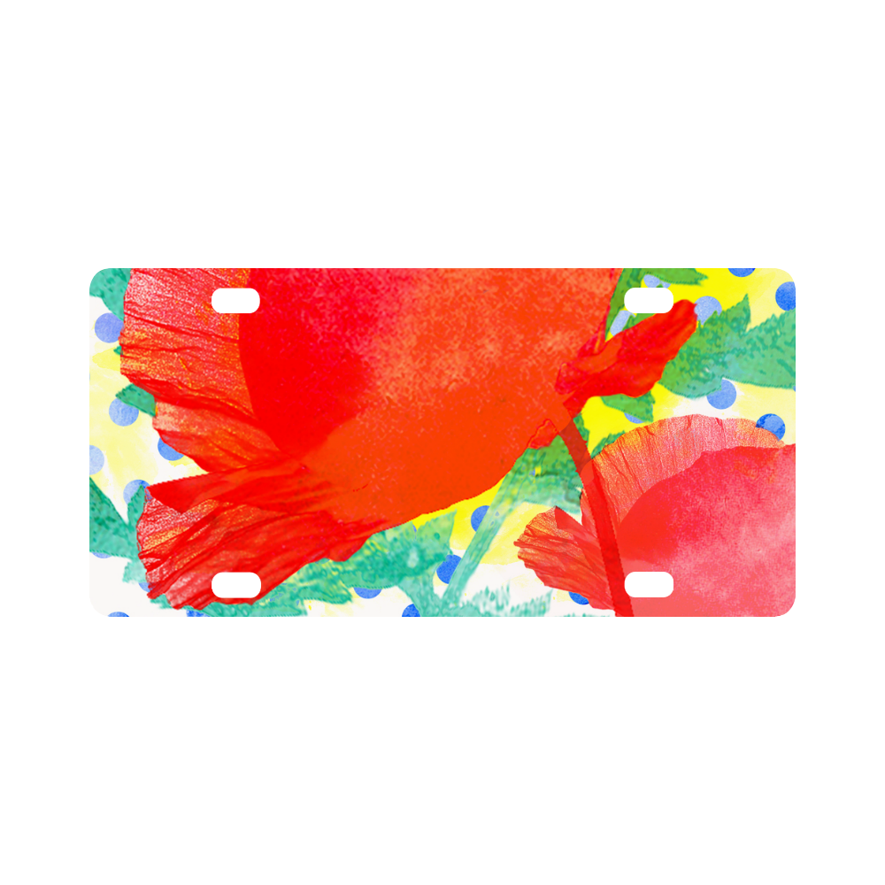 Poppy and Dots Classic License Plate