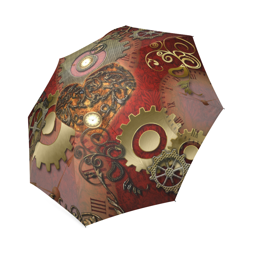 Steampunk, awesome glowing hearts Foldable Umbrella (Model U01)