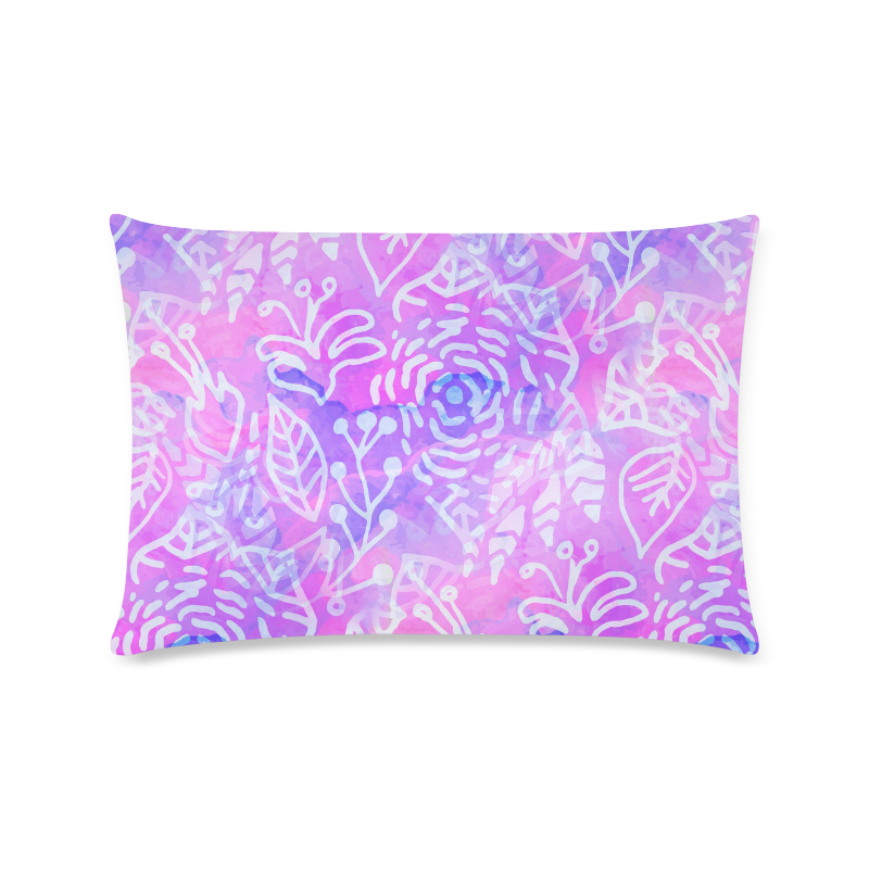 Lavender Floral Watercolor Custom Zippered Pillow Case 16"x24"(Twin Sides)