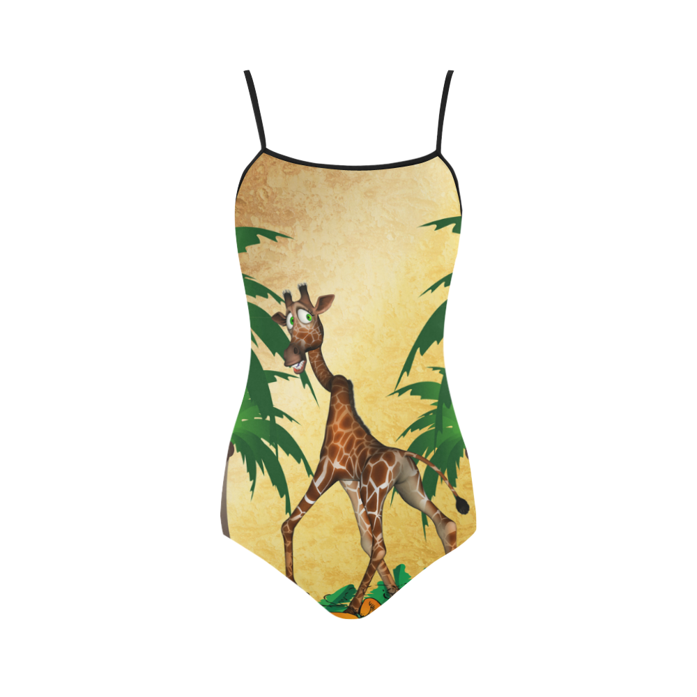 Cute giraffe with palm Strap Swimsuit ( Model S05)