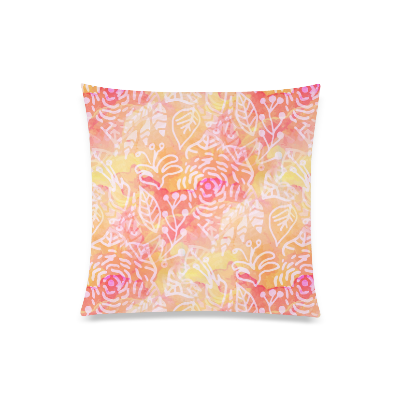 Sunny Floral Watercolor Custom Zippered Pillow Case 20"x20"(Twin Sides)