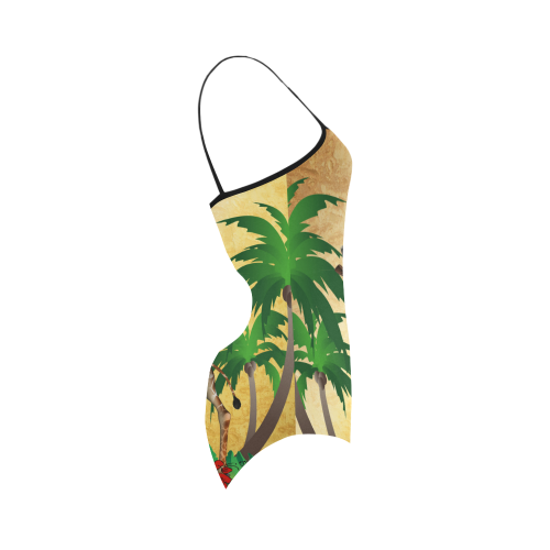Cute giraffe with palm Strap Swimsuit ( Model S05)
