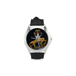 Close up macro of a Robber Fly - Efferia albibarbis Women's Classic Leather Strap Watch(Model 203)
