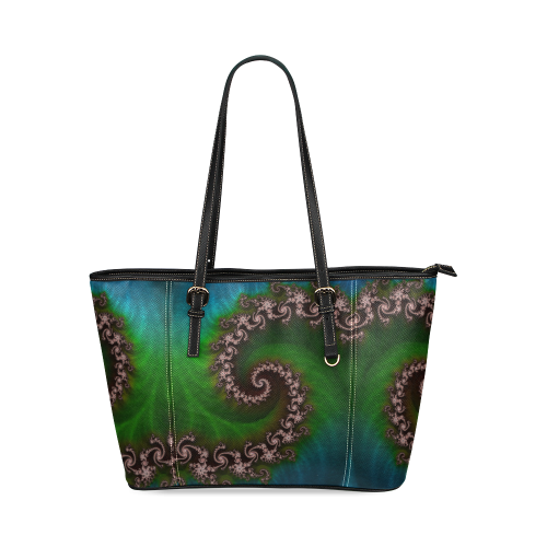 Benthic Saltlife Large Leather Tote - Coral Reef Treasure Hunter Leather Tote Bag/Large (Model 1640)