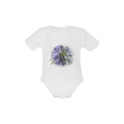 Purple Flower Baby Powder Organic Short Sleeve One Piece (Model T28)