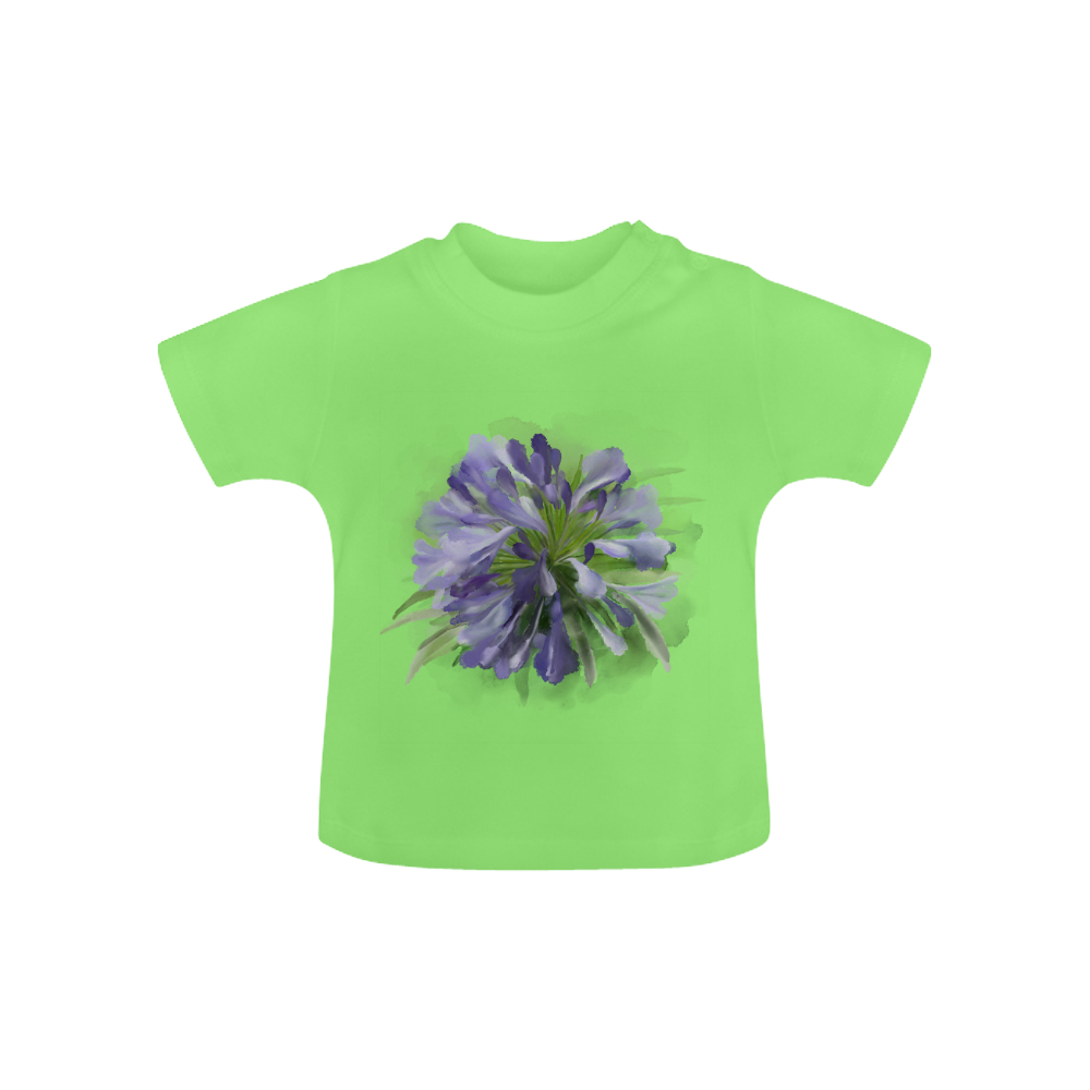 Purple Flower on green Baby Classic T-Shirt (Model T30)
