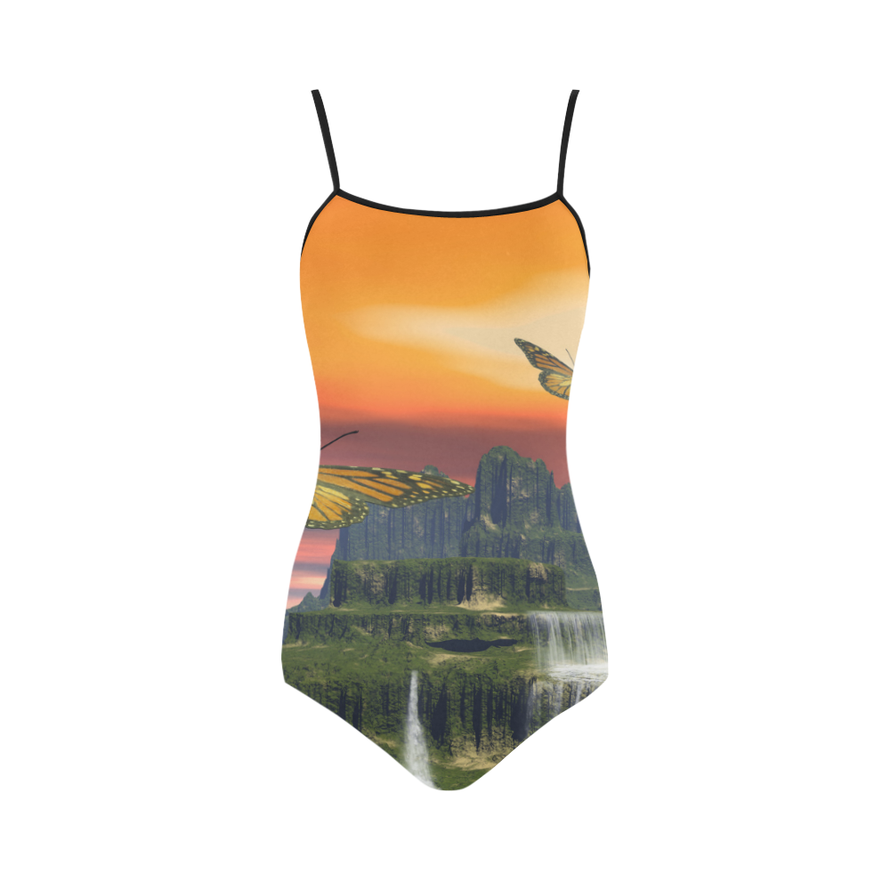 Fantasy world with butterflies Strap Swimsuit ( Model S05)