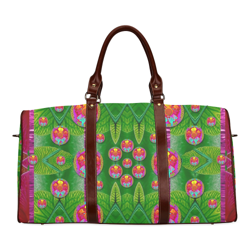 Orchid Forest Filled of big flowers and chevron Waterproof Travel Bag/Small (Model 1639)