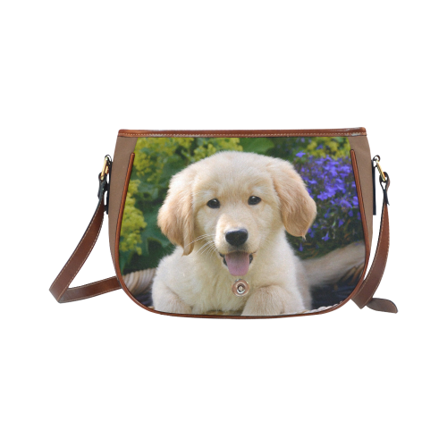 Cute Young Golden Retriever Dog Goldie Puppy Portrait Photo Saddle Bag/Small (Model 1649) Full Customization