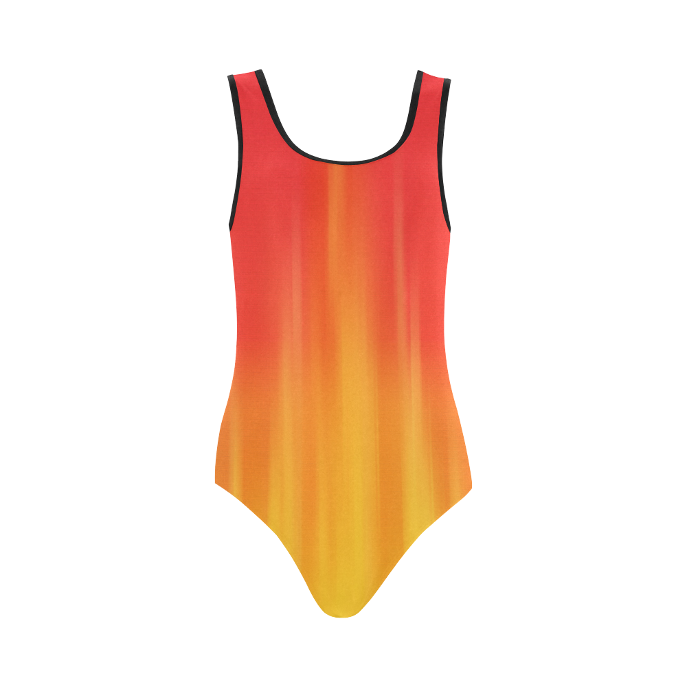 Flames red to orange gradient ii VAS2 Vest One Piece Swimsuit (Model S04)