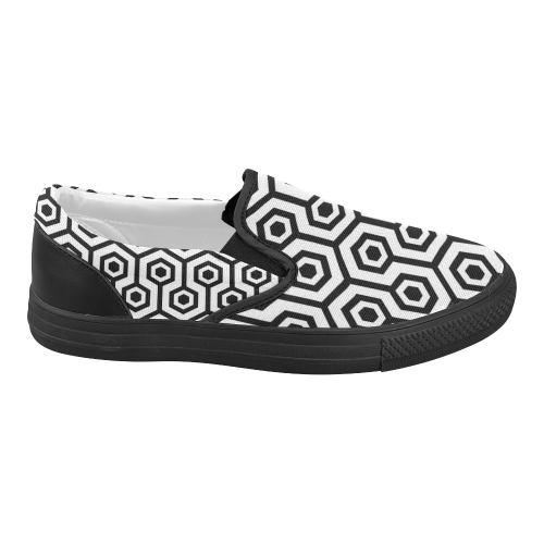 black and white ocragon Women's Slip-on Canvas Shoes (Model 019)