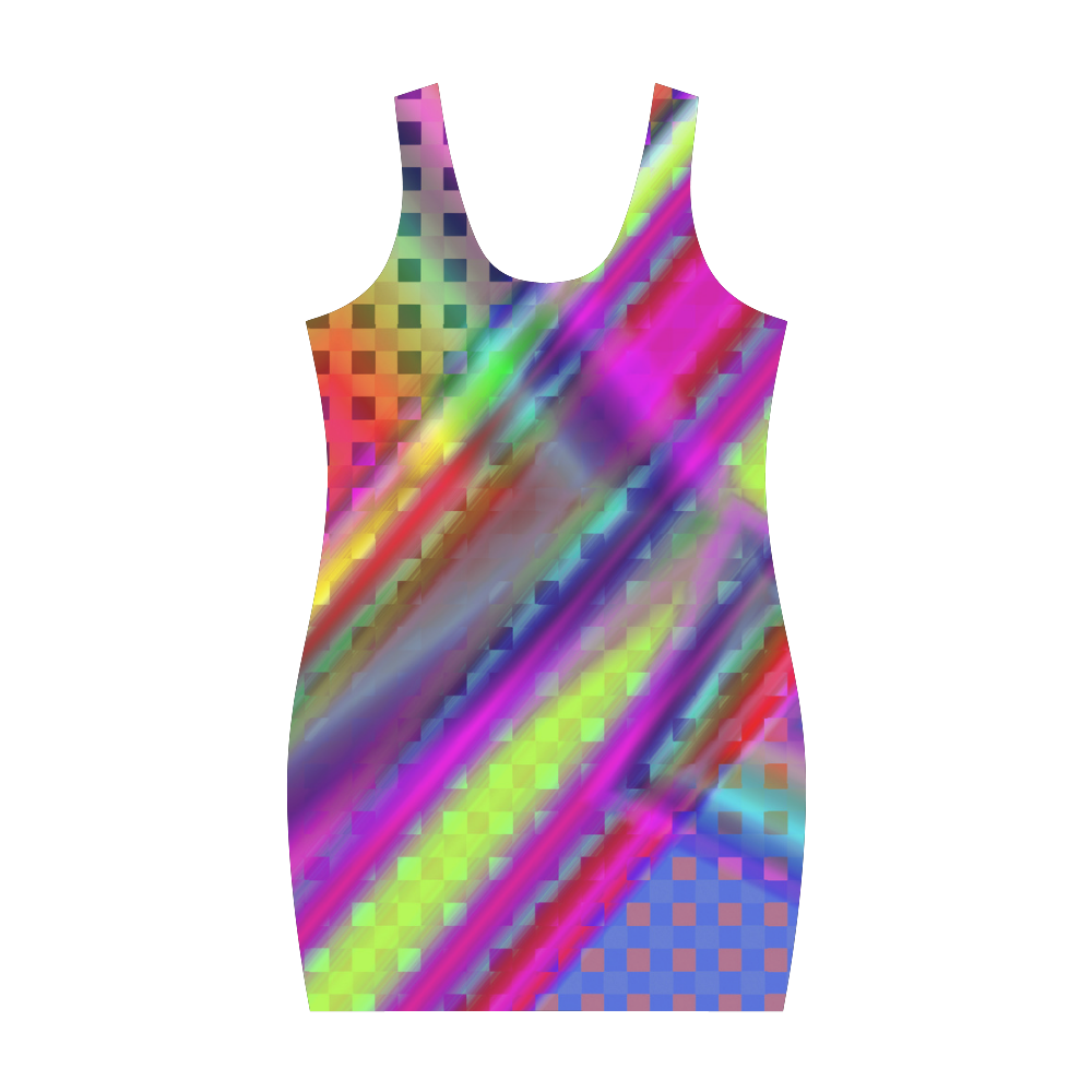 Plaid Design 3D Colours Medea Vest Dress (Model D06)