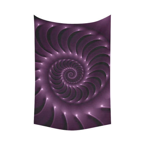 Glossy Purple Spiral Fractal Cotton Linen Wall Tapestry 90"x 60"