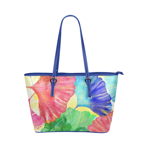 Ginkgo Leaves Leather Tote Bag/Large (Model 1651)