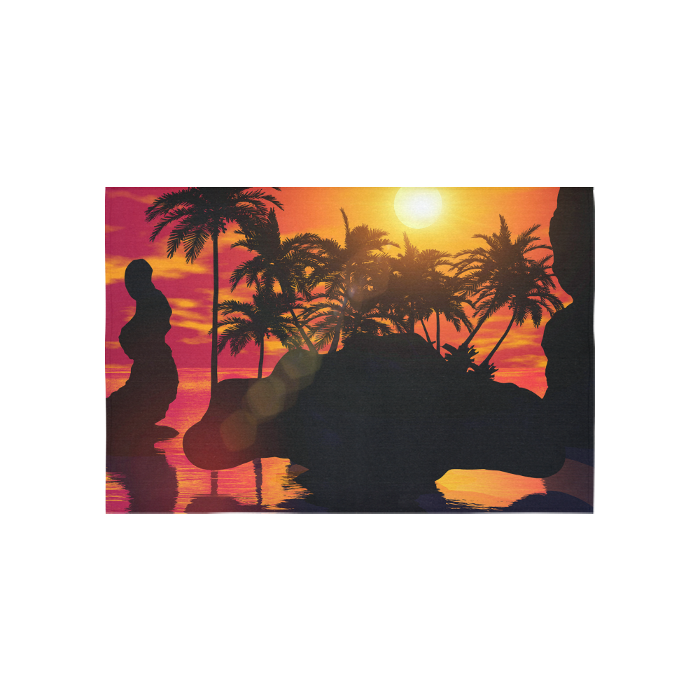 sunset over the island Cotton Linen Wall Tapestry 60"x 40"