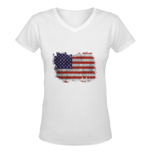 love american Women's Deep V-neck T-shirt (Model T19)