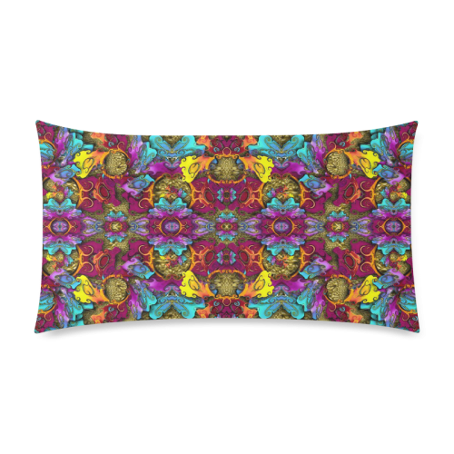 Fantasy rainbow flowers in a environment of calm Rectangle Pillow Case 20"x36"(Twin Sides)
