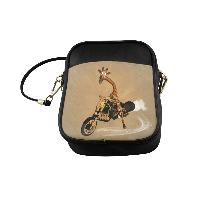 Funny giraffe with motorcycle Sling Bag (Model 1627)