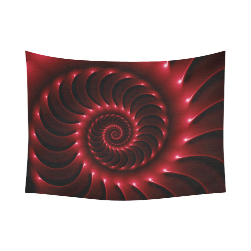 Glossy Red Spiral Fractal Cotton Linen Wall Tapestry 80"x 60"