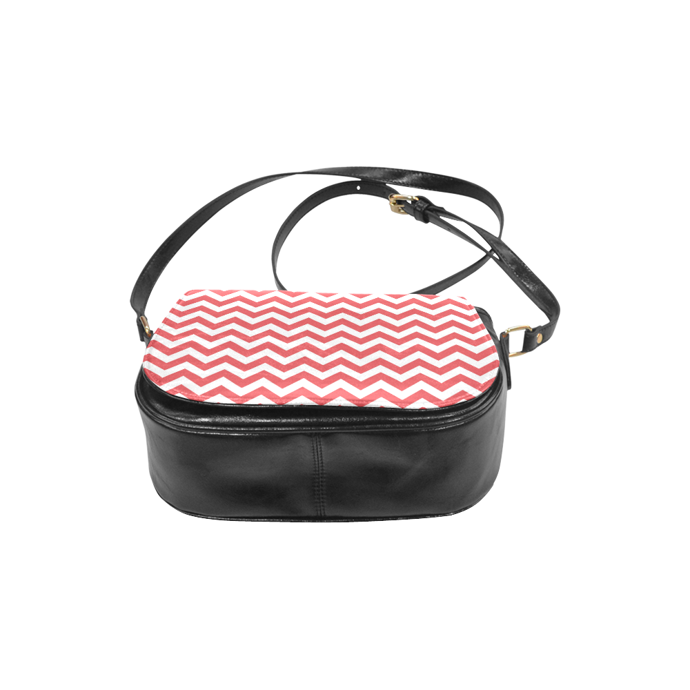 Poppy Red and white zigzag chevron Classic Saddle Bag/Small (Model 1648)
