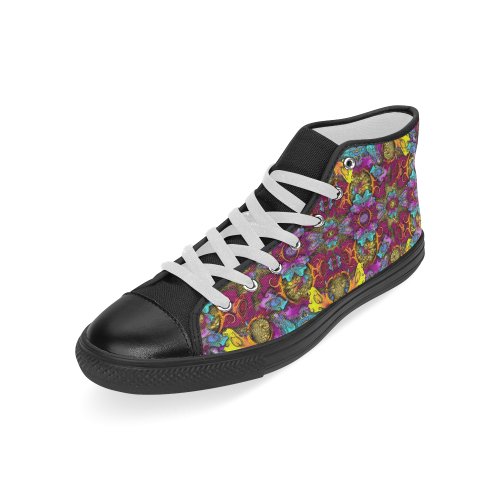 Fantasy rainbow flowers in a environment of calm Men’s Classic High Top Canvas Shoes (Model 017)