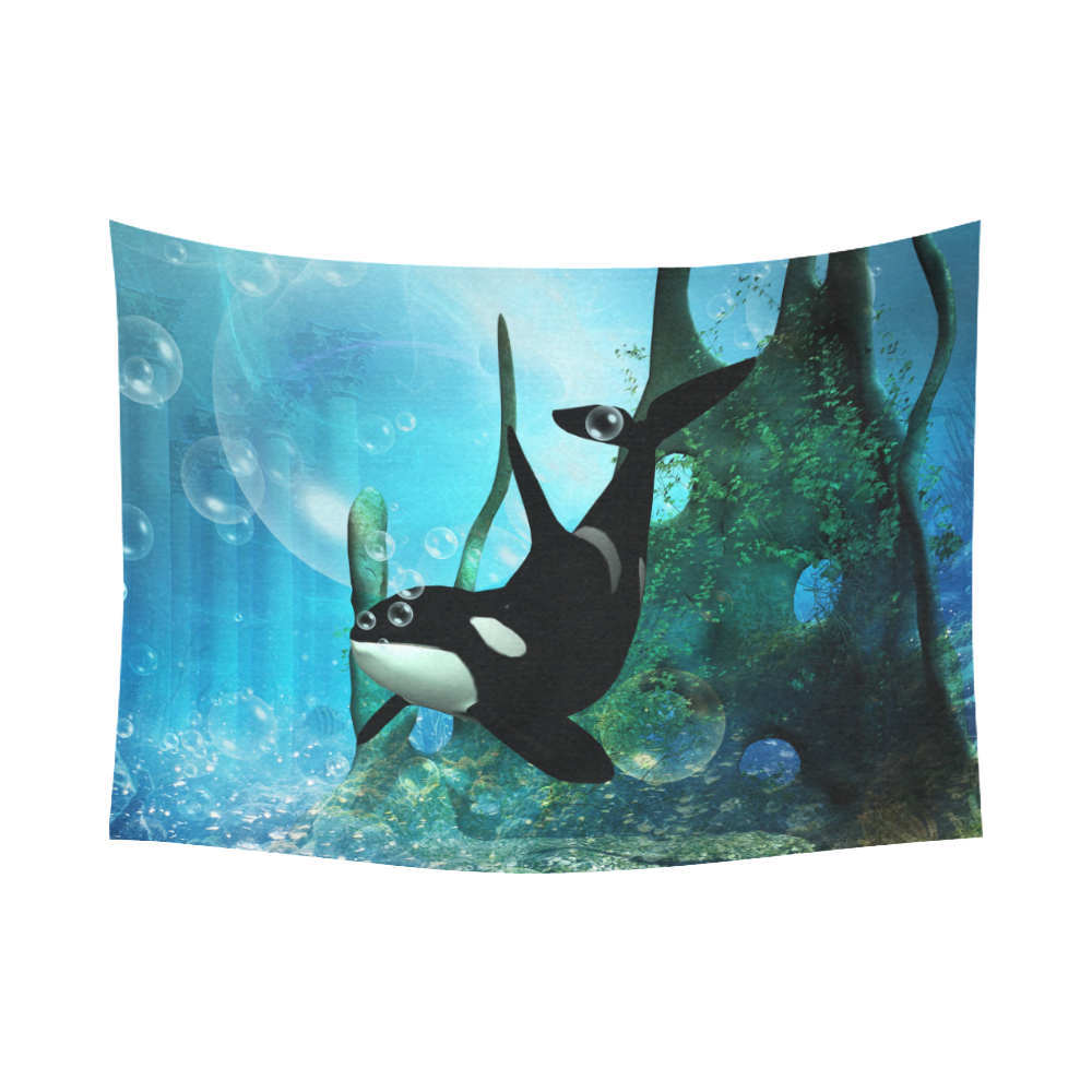 Awesome orca Cotton Linen Wall Tapestry 80"x 60"