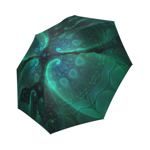 green and blue fractal Foldable Umbrella (Model U01)