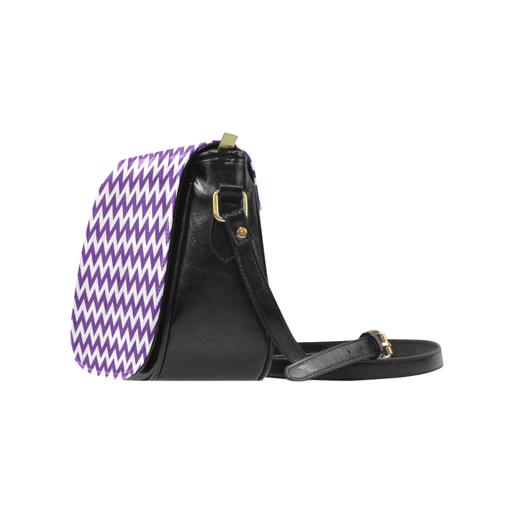 Royal Purple and white zigzag chevron Classic Saddle Bag/Small (Model 1648)